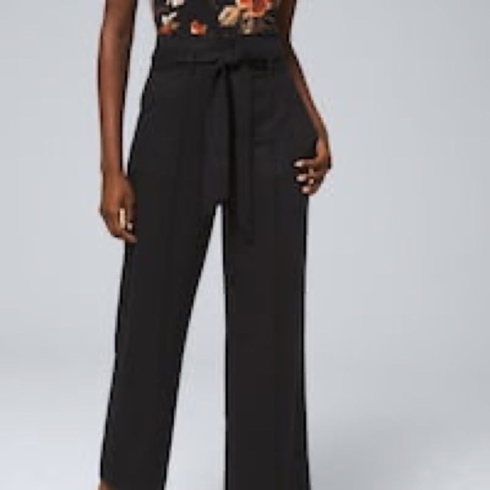 NWT Black Pants Waist Leg High Waist Soft Belt Tie Size 16W